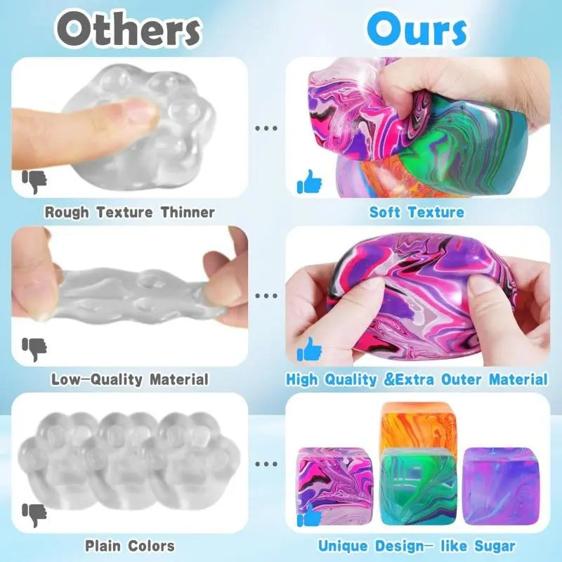 Needoh Textured Cube Squishy Stress Relief Cube Toy
